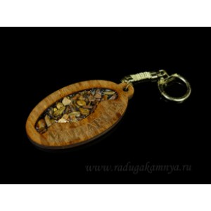 Брелок именной из дерева с тигровым глазом "Маргарита", 78*44мм