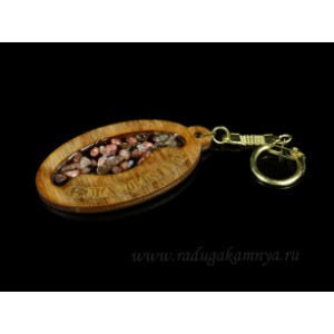 Брелок именной из дерева с сердоликом "Владимир", 78*44мм.
