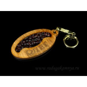 Брелок именной из дерева с гранатом "Олег", 78*44мм