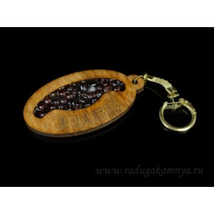 Брелок именной из дерева с гранатом "Глеб", 78*44мм