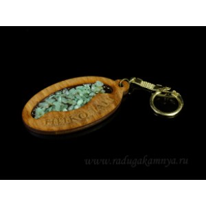 Брелок именной из дерева с нефритом "Николай", 78*44мм.