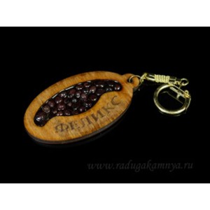 Брелок именной из дерева с гранатом "Феликс", 78*44мм