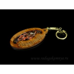 Брелок именной из дерева с сердоликом "Тимофей", 78*44мм.