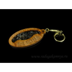 Брелок именной из дерева с топазом "Стелла", 78*44мм.