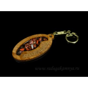 Брелок именной из дерева с сердоликом "Елизовета", 78*44мм.