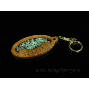Брелок именной из дерева с нефритом "Луиза", 78*44мм.