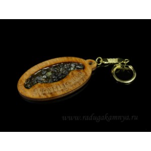 Брелок именной из дерева с топазом "Станислав", 78*44мм.