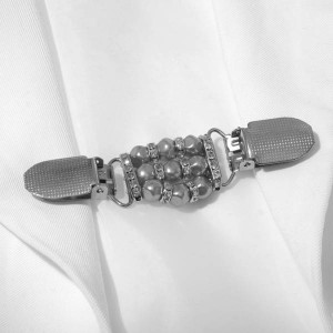 Зажим для кардигана "Грация", цвет бело-серый, цвет серебристый