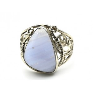 Кольцо с агатом голубым ( сапфирин ) "Грация" 12*18мм