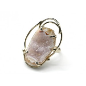 Кольцо с жеодами агата бразильского 23*34мм