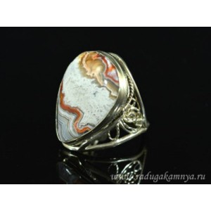 Кольцо агат крейзи " Капля " 19*27мм