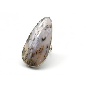 Кольцо с агатом моховым " Капля " 25*49мм