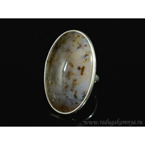 Кольцо с агатом моховым в посеребрении овал 27*42мм