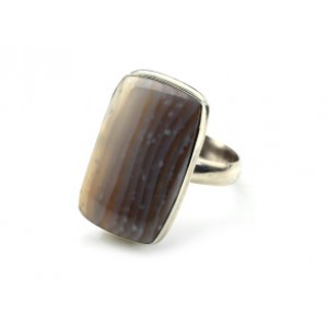 Кольцо агат ботсвана "Прямоугольник" 13*22мм.