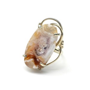 Кольцо с жеодами агата бразильского 21*32мм