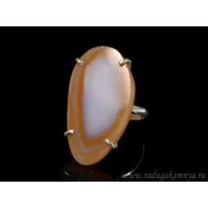 Кольцо с агатом 23*38мм