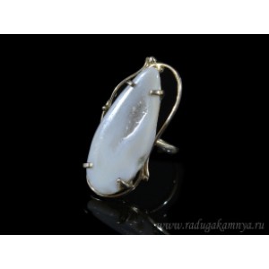 Кольцо с жеодами агата бразильского 20*39мм