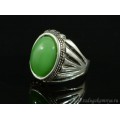 Перстень с агатом тонированным из ювелирного сплава овал 13*18мм цвет зеленый,  (иск.)