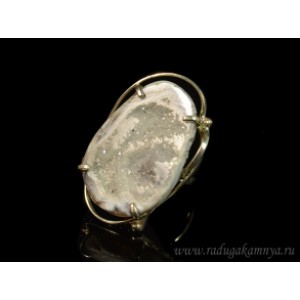 Кольцо с жеодами агата бразильского 24*37мм