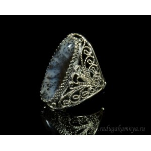 Кольцо агат моховой 14*30мм. Кольцо агат моховой 14*30мм.