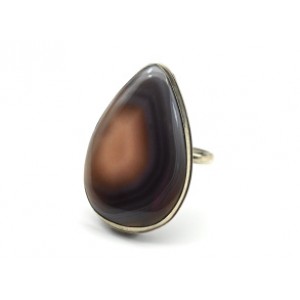 Кольцо с агатом ботсвана "Капля" 21*32мм
