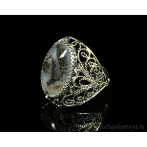 Кольцо агат моховой 15*26мм.