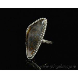 Кольцо агат моховой грация 16*33мм.