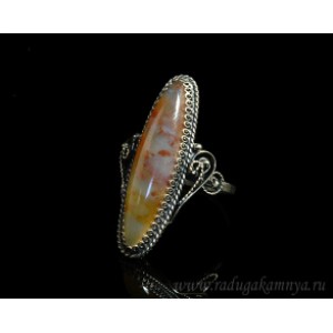 Кольцо агат моховой 13*37мм.