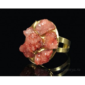 Кольцо с агатом (тонир.) овал цвет розовый 25*30мм