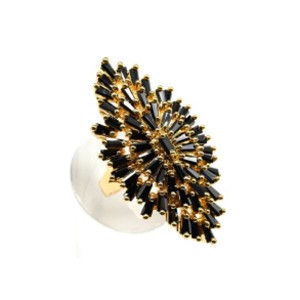 Кольцо с цирконами "Салют" 24*43мм цвет агат, золотистое,  (иск.)