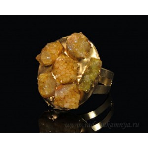 Кольцо с агатом (тонир.) овал цвет желтый 25*30мм