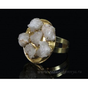 Кольцо с агатом (тонир.) овал цвет белый 25*30мм