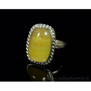 Кольцо из агата тонированного " Прямоугольник " 16*22мм