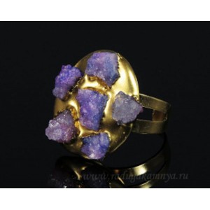 Кольцо с агатом (тонир.) овал цвет фиолетовый 25*30мм