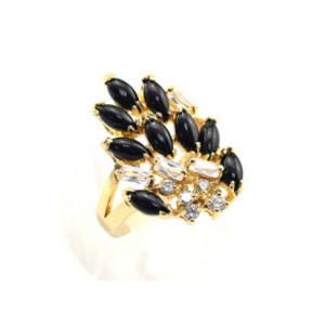 Кольцо позолоченное "Гроздь" агат и стразы