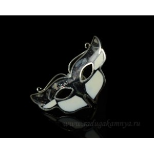 Кольцо мозаика "Маска" авантюрин с кахолонгом 26*45мм.