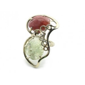 Кольцо с аквамарином и турмалином 21*38мм.