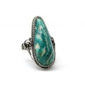 Кольцо амазонит " Капля " 15*35мм.