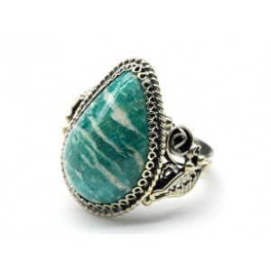 Кольцо амазонит " Капля " 17*24мм