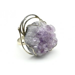Кольцо с аметистом щетка 28*33мм