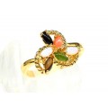 Кольцо с позолотой "Пропеллер" из самоцветов