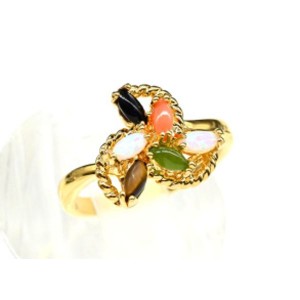 Кольцо с позолотой "Пропеллер" из самоцветов
