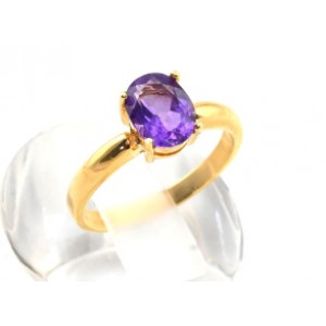 Кольцо с позолотой из аметиста "Овал"