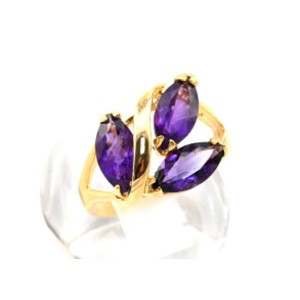 Кольцо позолоченное с аметистом "Рис"