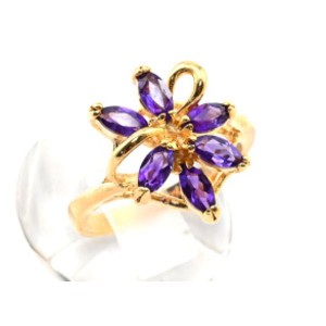 Кольцо женское с аметистом "Шесть камней"