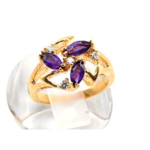 Кольцо с позолотой из аметиста "Звезда"