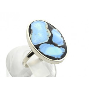 Кольцо "Мозаика" из бирюзы 17*24мм