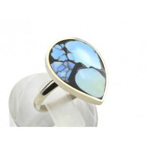 Кольцо " Мозаика" из бирюзы 16*22мм