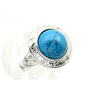 Кольцо С 925 с бирюзой (имитация) круг 18мм , 5,65гр (иск.)