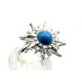 Кольцо С 925 с бирюзой (имитация) "солнце" 23мм , 6,02гр (иск.)